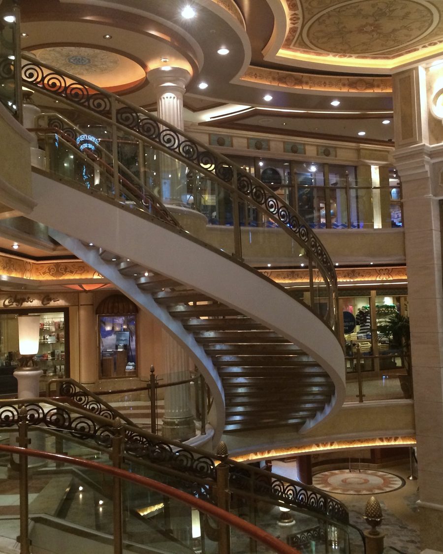 Grand staircase in a cruise ship atrium